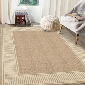 Modern 8x10 Striped Area Rug with Rubber Backing