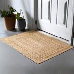 Hausattire Hand Woven Jute Braided Rug, 2'x3' – Natural, Reversible Boho Entry Area Rugs for Kitchen, Living Room I Farmhouse Indoor Outdoor Decorative Floor Rug, 24x36 Inches