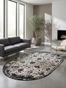 Oregon Collection 3' x 5' Oval Rug - Black and White