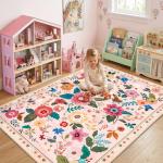 RELEANY Floral 5x7 Machine Washable Area Rug
