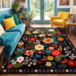 Floral 5x7 Washable Area Rug for Kids