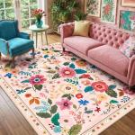 RELEANY Floral 5x7 Machine Washable Area Rug