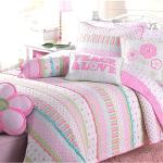 Pink Polka Dot Flower Girl Quilt Bedding Set