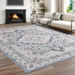 Blue Vintage 6x9 Area Rug - Machine Washable