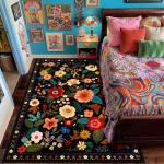 Floral 5x7 Washable Area Rug for Kids