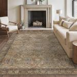 Bavni Washable 8x10 Vintage Print Area Rug
