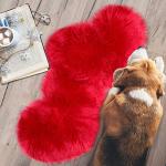 Heart Shaped Faux Fur Rug - Red, 2 Pack
