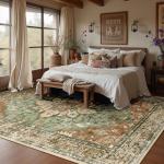 Washable 8'x10' Floral Vintage Area Rug
