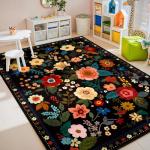 Floral 5x7 Washable Area Rug for Kids