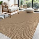 EARTHALL Woven Area Rug 4x6 Ft Washable Rugs for Entryway Non Slip Braided Throw Rugs Bedroom Carpet Cotton Entry Rug Cotton Floor Carpets for Bedroom Dining Room Living Room, Orange/Tan/Brown