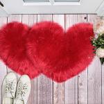 Heart Shaped Faux Fur Rug - Red, 2 Pack