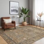 Bavni Washable 8x10 Vintage Print Area Rug