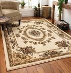 Pastoral Medallion Ivory Area Rug 5'3" x 7'3