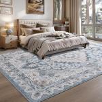 Blue Vintage 6x9 Area Rug - Machine Washable