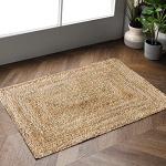 Hausattire Hand Woven Jute Braided Rug, 2'x3' – Natural, Reversible Boho Entry Area Rugs for Kitchen, Living Room I Farmhouse Indoor Outdoor Decorative Floor Rug, 24x36 Inches