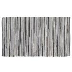 THE BEER VALLEY 100% Cotton Hand Woven Chindi Rag Rug 3'x5' - Charcoal, Recycled Reversible Rug, Boho Rustic Farmhouse Rugs for Living Room, Kitchen, Dinning Room Entryway Floor Mat - 36"x60"