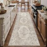 Beige Washable 2x8 Vintage Medallion Runner Rug