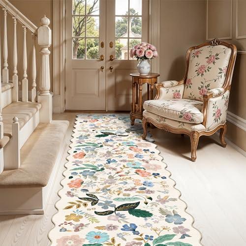 Vintage Floral Washable 2x8 Hallway Runner Rug