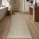Beige Vintage Floral Washable Runner Rug 2x8