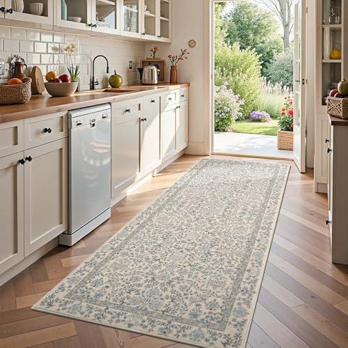Zenith Floral 3x8 Washable Non-Slip Runner Rug