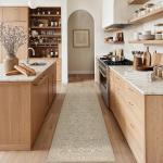 Beige Vintage Floral Washable Runner Rug 2x8