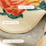 Washable Floral Runner Rug 2x5 Beige