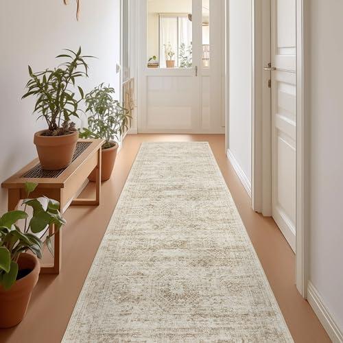Beige Non-Slip Runner Rug for Hallways 2x8