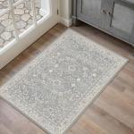 PureCozy Washable 2x3 Entryway Rug Blue Vintage Carpet for Entrance Soft Low Pile Non Slip Indoor Accent Distressed Throw Rug Kitchen Bedroom