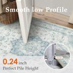 PureCozy Blue Area Rug 2x3 Washable Vintage Small Carpet for Entryway Kitchen Soft Retro Low Pile Thin Door Mat Non Slip Oriental Medallion Throw Rug for Bathroom Office Bedroom Dining Room