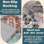 CHAMPLANT 2'x3' Blue Khaki Area Rug Washable Door Mat Vintage Distressed Doormat Indoor Entrance Traditional Thin Floral Print Non Slip Carpet for Kitchen Bathroom Bedroom Living Room