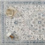 PureCozy Blue 2x3 Rug for Entryway Washable Vintage Small Area Rug Non-Slip Stain Resistant Door Mat Low Pile Retro Accent Indoor Throw Carpet for Entrance Kitchen Bedroom Laundry