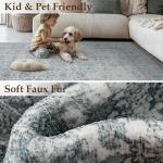 PureCozy Blue Area Rug 2x3 Entryway Washable Soft Carpet Vintage Non Slip Indoor Kitchen Entrance Door Mat Traditional Retro Distressed Small Throw Rug Bathroom Laundry Bedroom