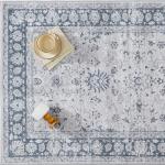 PureCozy 2x3 Area Rug Blue Washable Entryway Vintage Carpet Door Mat Small Non Slip Stain Soft Resistant Low Pile Thin Boho Accent Indoor Throw Rug for Kitchen Bathroom Entrance Bedroom