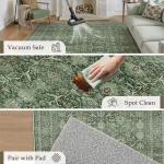 PureCozy Green Area Rug 2x3 Entryway Washable Soft Carpet Vintage Non Slip Indoor Kitchen Entrance Door Mat Traditional Retro Distressed Small Throw Rug Bathroom Laundry Bedroom