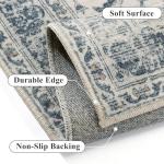 PureCozy Blue 2x3 Rug for Entryway Washable Vintage Small Area Rug Non-Slip Stain Resistant Door Mat Low Pile Retro Accent Indoor Throw Carpet for Entrance Kitchen Bedroom Laundry