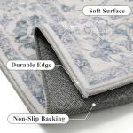 PureCozy Washable Entryway Rug 2x3 Blue Vintage Door Mat Soft Low Pile Carpet Non Slip Distressed Small Throw Rug for Hallway Kitchen Bedroom Office Bathroom Laundry