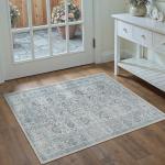 PureCozy Blue Area Rug 2x3 Entryway Washable Soft Carpet Vintage Non Slip Indoor Kitchen Entrance Door Mat Traditional Retro Distressed Small Throw Rug Bathroom Laundry Bedroom