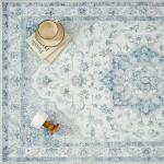 PureCozy Blue Area Rug 2x3 Washable Vintage Small Carpet for Entryway Kitchen Soft Retro Low Pile Thin Door Mat Non Slip Oriental Medallion Throw Rug for Bathroom Office Bedroom Dining Room