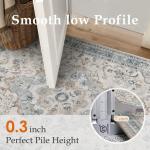 PureCozy Blue 2x3 Rug for Entryway Washable Vintage Small Area Rug Non-Slip Stain Resistant Door Mat Low Pile Retro Accent Indoor Throw Carpet for Entrance Kitchen Bedroom Laundry