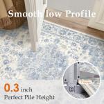 PureCozy Washable Entryway Rug 2x3 Blue Vintage Door Mat Soft Low Pile Carpet Non Slip Distressed Small Throw Rug for Hallway Kitchen Bedroom Office Bathroom Laundry