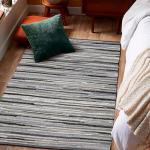 THE BEER VALLEY 100% Cotton Hand Woven Chindi Rag Rug 3'x5' - Charcoal, Recycled Reversible Rug, Boho Rustic Farmhouse Rugs for Living Room, Kitchen, Dinning Room Entryway Floor Mat - 36"x60"