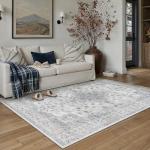 HUGEAR Area Rugs 5x7 Machine Washable Vintage Blue Living Room Bedroom Rug Throw Carpet Non Slip Stain Resistant Low Pile for Home Retro Aesthetic Modern Decor