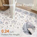 HUGEAR Area Rug 6x9 Vintage Blue Machine Washable Living Room Rugs Distressed Retro Floral Vacuumable Low Pile Carpet Bedroom Office Dining Farmhouse Playroom Non Slip