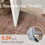 HUGEAR Area Rug 5x7 Vintage Brick Red Machine Washable Living Room Rugs Distressed Retro Floral Vacuumable Low Pile Carpet Bedroom Office Dining Room Laundry Room Non Slip Soft Lightweight