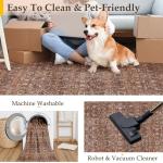 HUGEAR Area Rug 5x7 Vintage Brick Red Machine Washable Living Room Rugs Distressed Retro Floral Vacuumable Low Pile Carpet Bedroom Office Dining Room Laundry Room Non Slip Soft Lightweight