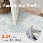 HUGEAR Area Rug 5x7 Vintage Blue Machine Washable Living Room Rugs Thin Neutral Floral Vacuumable Low Pile Carpet Bedroom Office Dining Room Laundry Room Non Slip Soft Lightweight