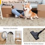 HUGEAR 5x7 Area Rug Beige Vintage Machine Washable Living Room Rugs Distressed Retro Floral Vacuumable Low Pile Carpet Bedroom Office Dining Room Laundry Room Non Slip Soft Lightweight