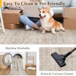 HUGEAR Area Rug 5x7 Vintage Beige Machine Washable Living Room Rugs Distressed Retro Floral Vacuumable Low Pile Carpet Bedroom Office Dining Room Laundry Room Non Slip Soft Lightweight