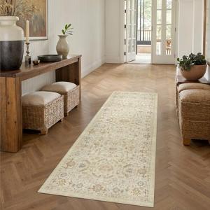 Beige Vintage 2x6 Runner Rug for Indoor Spaces