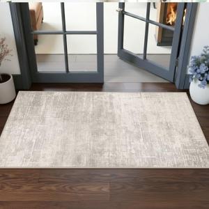 Washable 2x5 Beige Kitchen Runner Rug